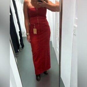 Reformation Daria Skirt Lipstick Red